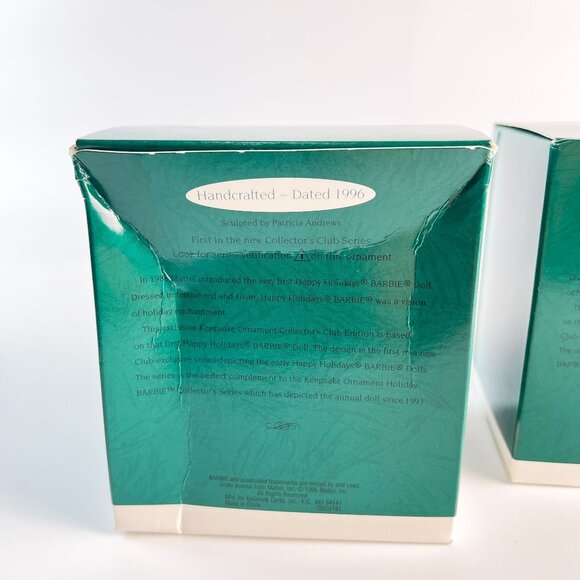 Hallmark Keepsake Barbie Christmas Ornament 1996 Collector's Club Series Red Dre - Picture 2 of 4